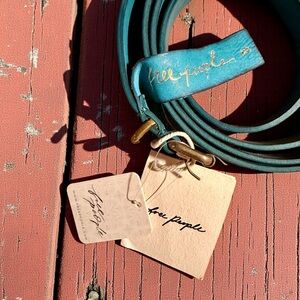 Free People Tumbled Turquoise Leather Belt